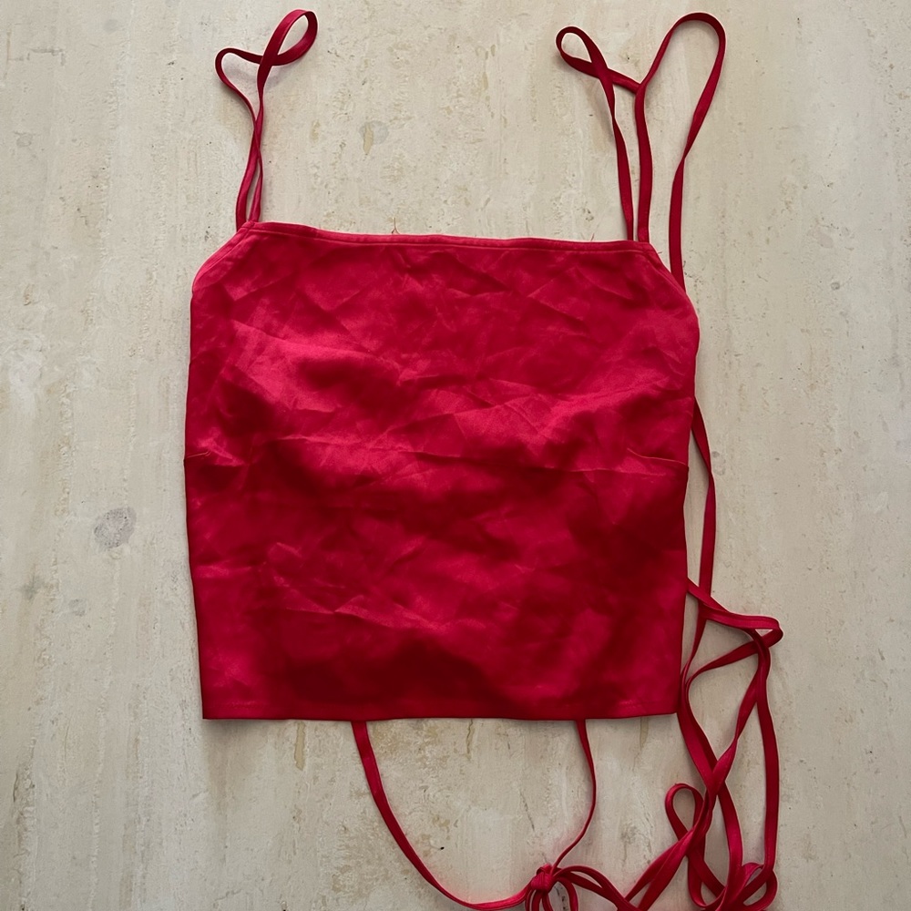 Cute red open back crop top